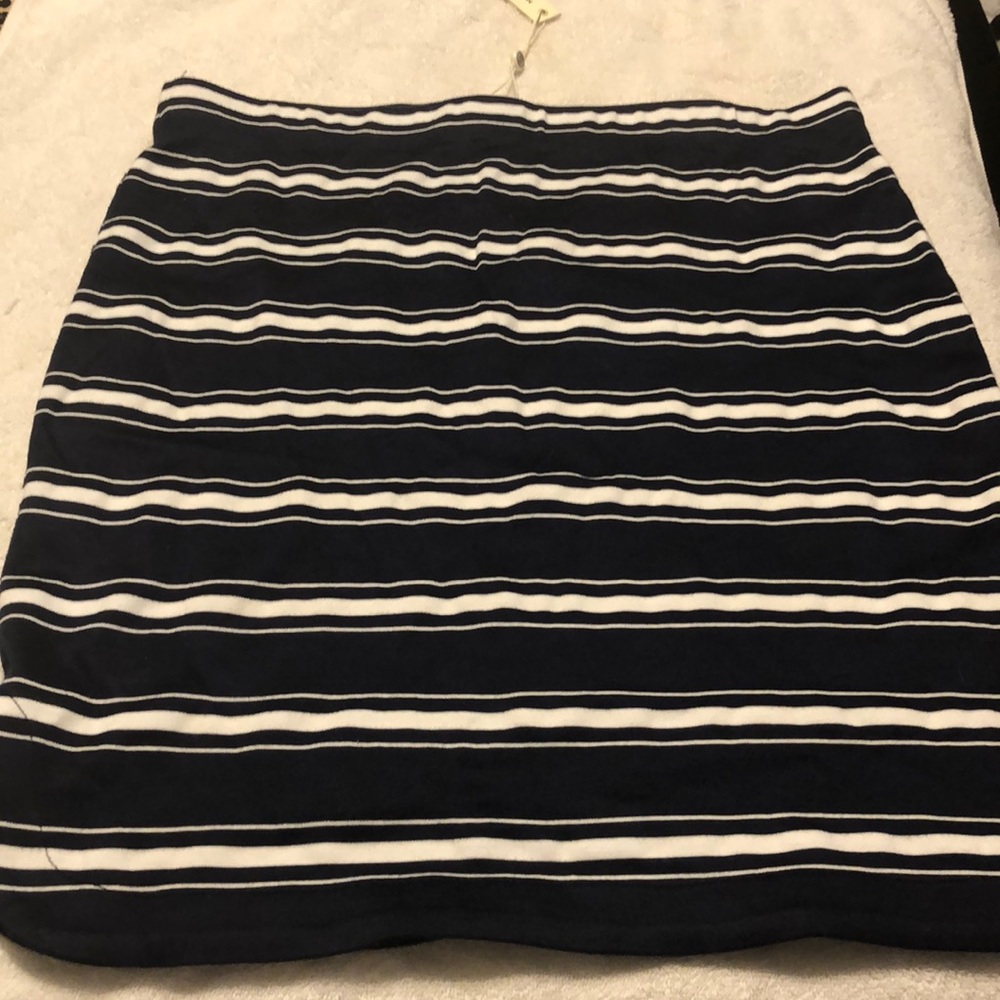 Blue and white striped skirt